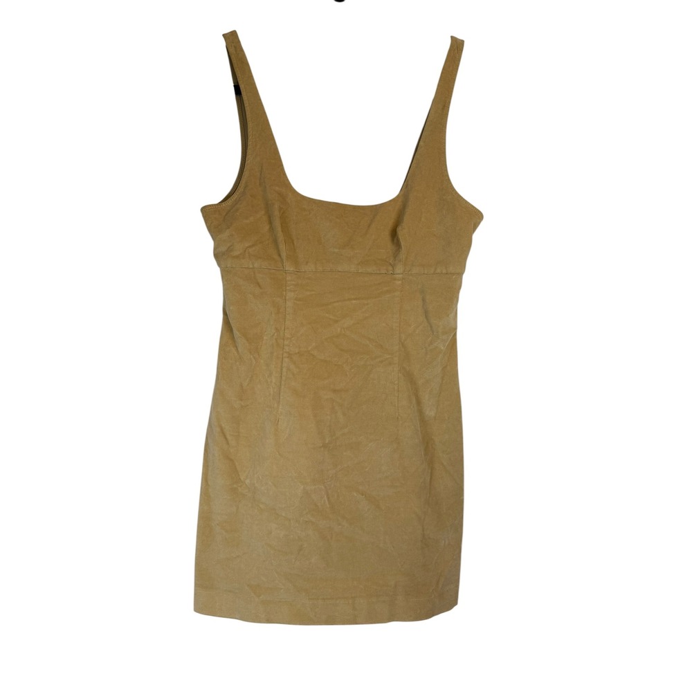 Urban Outfitters Tan Corduroy Mini Dress Square Neck Sleeveless Camel Small